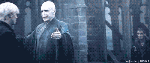 Aquele momento embaraçoso quando Lord Voldemort quer um abraço.