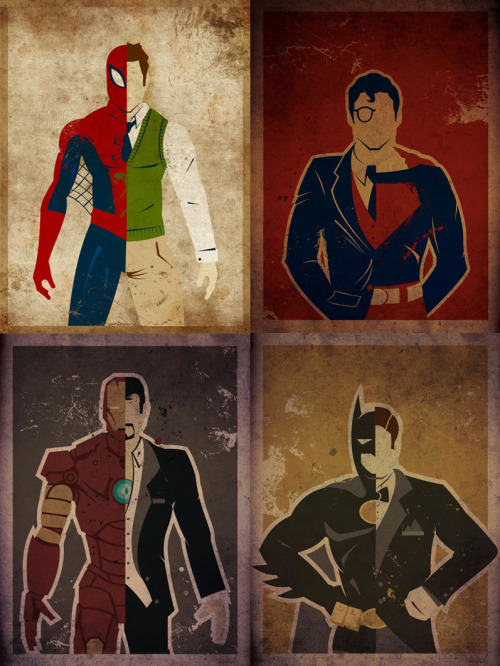 herochan:  Superheroes Art Print - by Danny Haas Twitter || Facebook || Herochan Single versions Spider-Man | Superman | Iron Man | Batman 