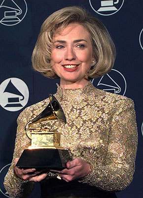 LITTLE KNOWN FACT: Hillary Clinton won a grammy. FOR HER HAIR.
Okay, not really, for her narration of &#8220;It Takes a Village.&#8221;