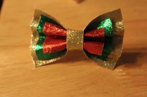 Gold, Green &amp; Red Glittery Textured Paper Bowties Created &amp; Designed by Jared Jacobs
Photography by Jared Jacobs
