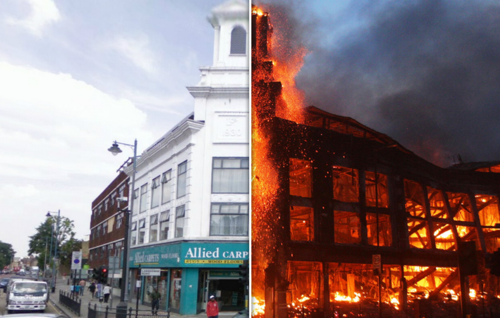Tottenham’s main shopping area, before and after London riots, from the guardian.    London Riots (we’ll all rise strong) by goodgollyitsmrnick