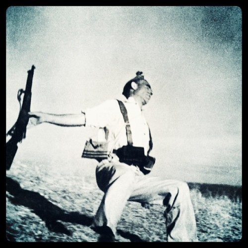 Robert Capa - Loyalist Militiaman at the Moment of Death, Cerro Muriano, September 5, 1936 Modified using instagram. View original version here.