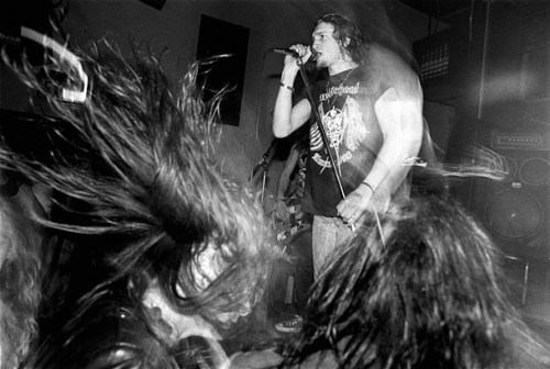 Alice In Chains, 1988: &#8220;The only time I shot Alice in Chains live was very early on, here at the Central Tavern in 1988. They weren&#8217;t part of the Sub Pop scene and not really my cup of tea so to speak. But I love this shot of Layne taken through the hair of their decidedly more heavy metal headbanging audience than the other grunge bands.&#8221; - photographer Charles Peterson