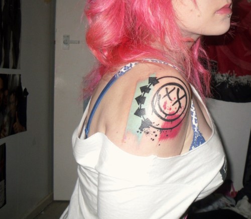 This is my blink182 smiley tattoo a few hours after I got it blink are 