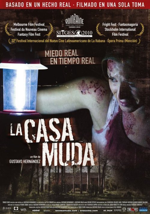 Month Of Horror:
17. La Casa Muda (The Silent House), 2010
Well, I went to watch this with a friend, they&#8217;re doing this thing called CineClub at the University and they&#8217;re having a French Horror Film Cycle, but they could not get Calvaire (which was today&#8217;s film) so instead they played this Uruguayan film.
The good things about this movie are: it was made with an amazingly low budget and it shows, looks gritty and shitty and awesome because of that, it was shot in one continuous 78 take, with no cuts, with a Canon EOS 5D camera, it is the first Latin-American feature film and the second film in the world to be shot entirely with a professional photo camera. The high tension moments are great, my friend actually jumped at some point.
The bad thing is, the second half of the movie, the first half is great, it sets you right where the desperation and horror is, but then comes the second half and it&#8217;s where the story starts going down and down, it wasn&#8217;t a very solid story and it lefts a bunch of nonsensical questions and plot points unanswered.

P.S. For a movie with the &#8216;real time&#8217; gimmick, and a great story watch Alfred Hitchcock&#8217;s &#8216;Rope&#8217;, from 1948.