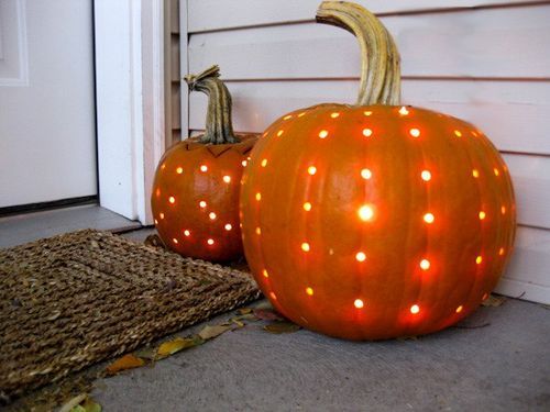 Holiday Road / Great idea! (use a drill to make a polka dotted carved pumpkin)