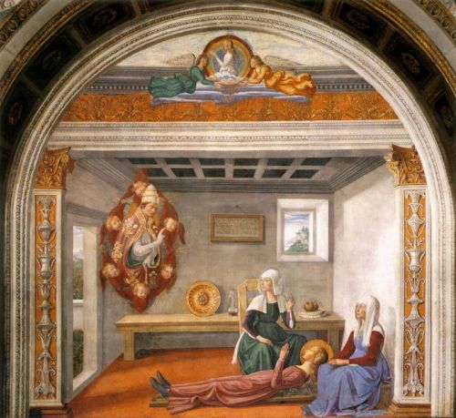 ” Obispo jugando al Portal ” (El portali dimensionali interrumpi a unna donni) Domenico Ghirlandaio