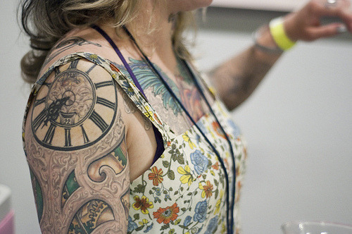 clock sleeve tattoo gears