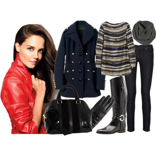 Metallic Navy! by ischele featuring leather glovesCitizens of Humanity skinny jeans, $160Gucci flat knee high leather boots, $1,150Furla Handbags genuine leather handbag, $468Cable knit scarveValentino leather glove, $375