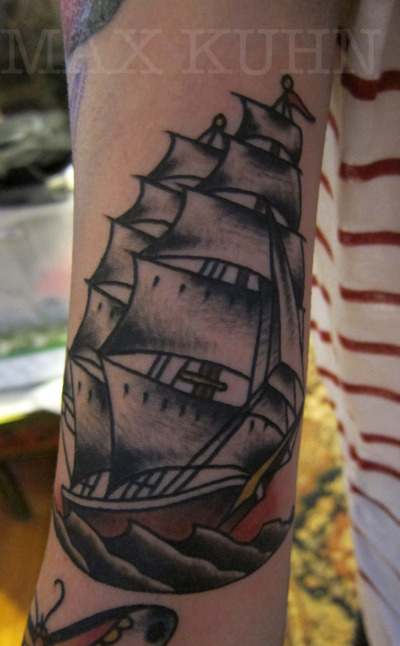 Preview of Ashleigh 8217s sleeve sailor jerry ship Working on her
