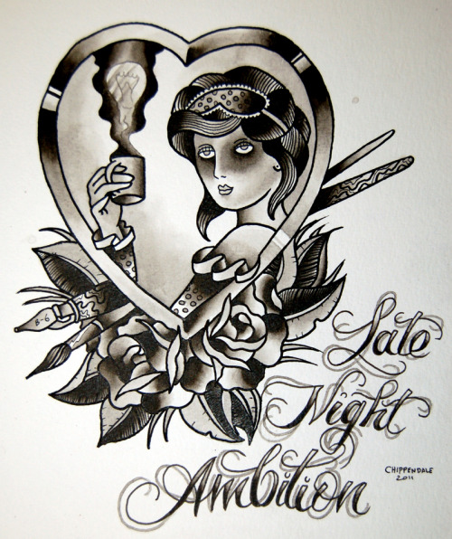 Tags traditional tattoo painting flash woman coffee script art