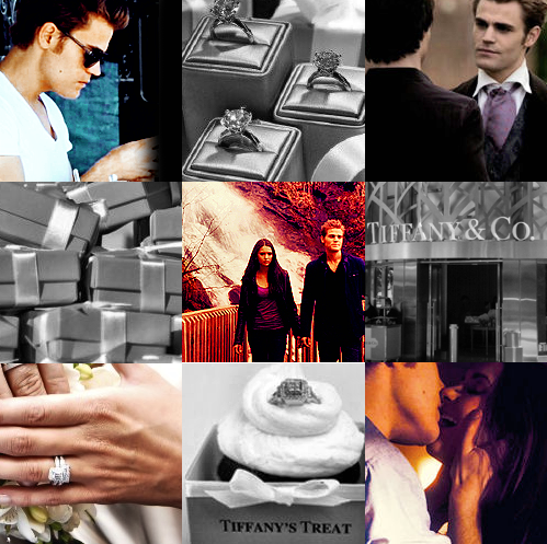 salvatoregleek:

first au meme.
stefan picking out an engagement ring at Tiffany & Co & engagement.
