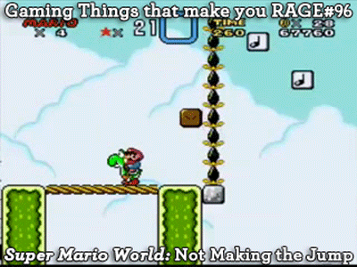 
Gaming Things that make you RAGE #96
Super Mario World (SNES): Not Making the Jump
submitted by: jennehceebby
