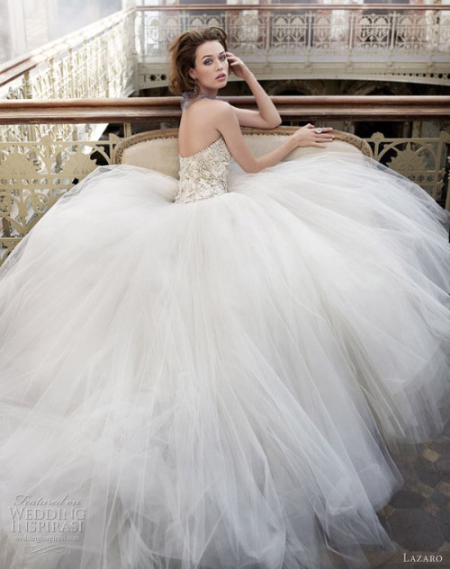 Lazaro Wedding Dresses Spring 2012 Tulle ball gown wedding dress with beaded