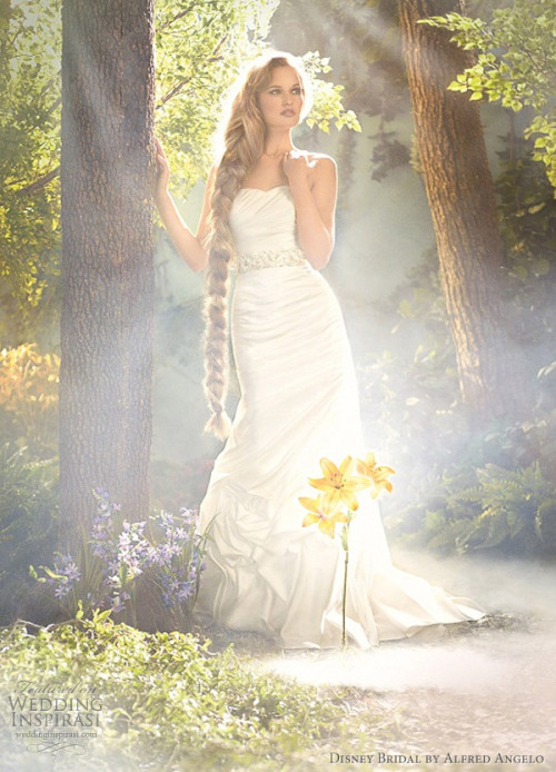 Disney Princess Wedding Dress Rapunzel asymmetric draped taffeta gown with