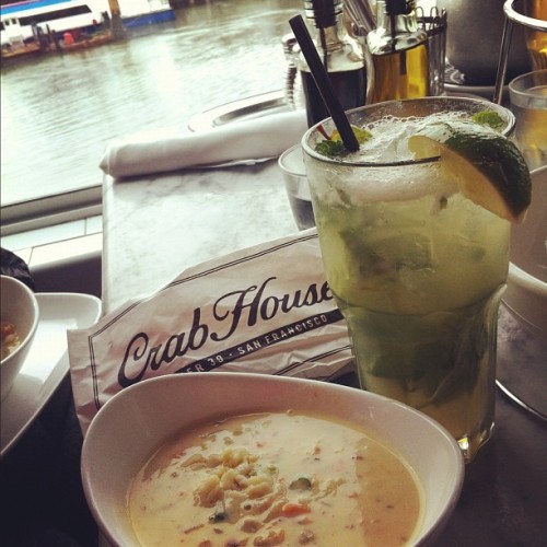 Crab chowda and a delicious mojito.  (Taken with instagram)