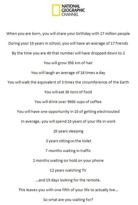 1/5 of your life to actually LIVE.  Puts it in perspective, doesn&#8217;t it?