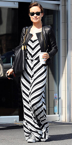 QuickTip: DO wear a maxidress with a leather jacket dressed down with sneakers!
Olivia Wilde