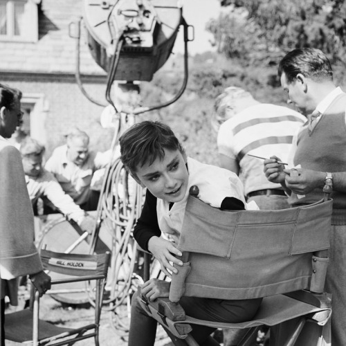 Audrey Hepburn on the set of &#8217;Sabrina&#8217;, 1953.
