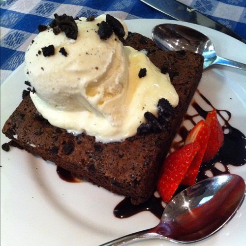 Warm Oreo brownie with marshmallow cream and vanilla bean gelato.  (Taken with instagram)