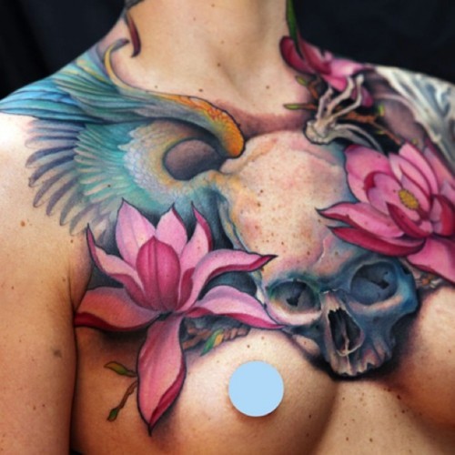  jeff gogue chest piece flower tattoo flower skull tattoo skull tattoo 