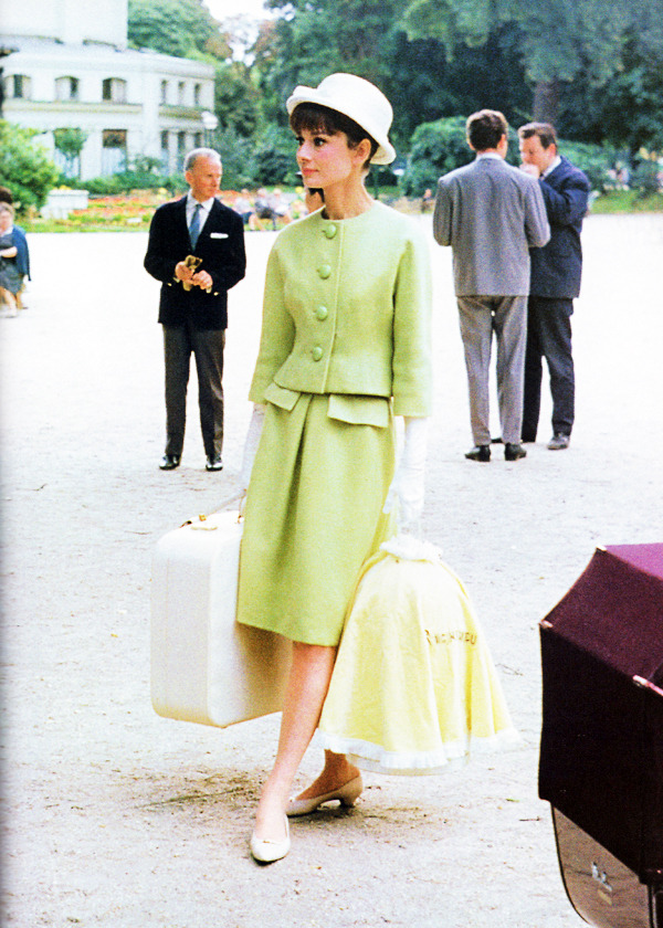 vintagegal Audrey Hepburn dressed in Givenchy on the set of Paris When it 