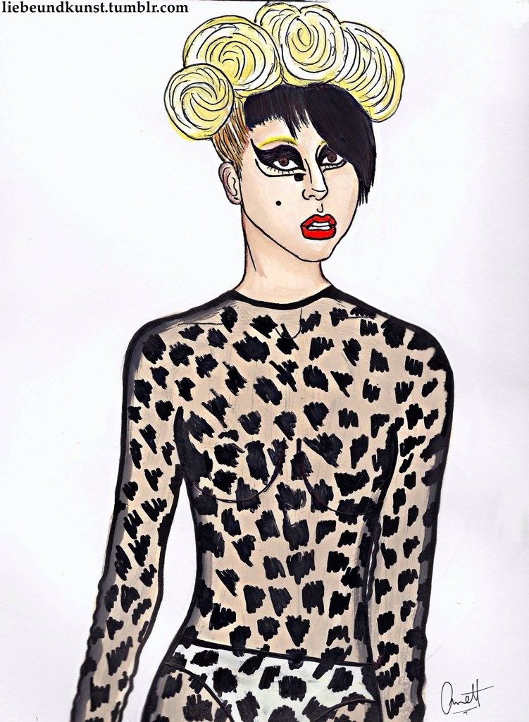 Lady Gaga wearing Mugler drawing Check out my blog liebeundkunsttumblr