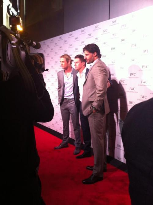 Joe with Chris Hemsworth and Channing Tatum at IWC store opening
via @HillaryAnne7