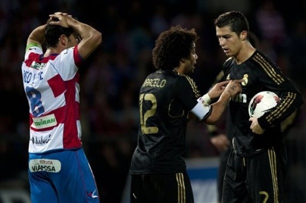 Celebrating Cristiano&#8217;s goal.
Granada vs. Real Madrid 1:2, 05.05.2012(via Photo from AP Photo)