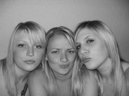 even more from our email!  bleach-blond duckface, in faux-artistic black-and-white.