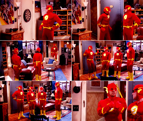 acrossoceans:  Leonard: Oh, no!Sheldon: Oh, no!Raj: Make way for the fastest man alive! Oh, no!Sheldon: See, this is why I wanted to have a costume meeting.Leonard: We all have other costumes; we can change.Raj: Or, we could walk right behind each other all night and look like one person going really fast. - The Big Bang Theory 1.06, “The Middle Earth Paradigm” Catching up on Big Bang Theory and old school Star Trek. Yes, this is my life.