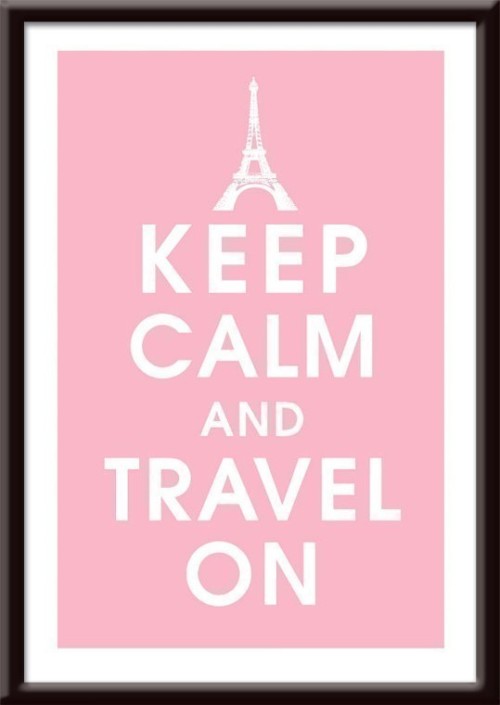 KEEP CALM AND TRAVEL ON, Eiffel Tower Paris 13x19 Poster (Pink Lemonade) 