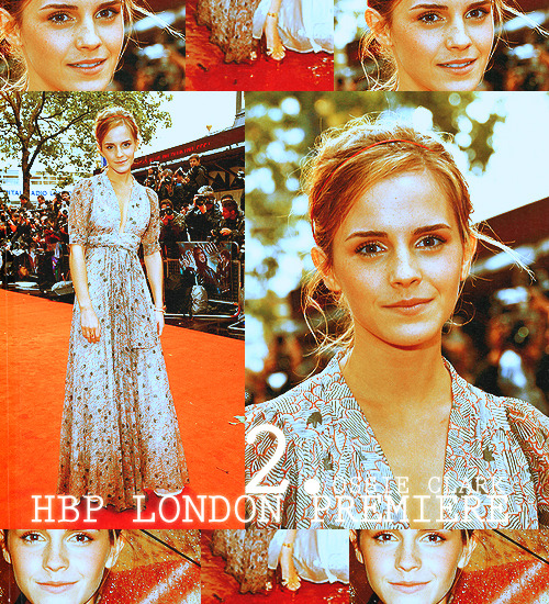 TOP 15 Favorite Emma Watson Looks → two where: Half-Blood Prince London Premiere 2009- Vintage Wrap Dress by Ossie Clark - Gold Platform sandals by Charlotte Olympia - a yellow-gold Fil de Camélia ring by Chanel Fine Jewellery