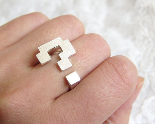 (via Block Question mark Sterling Ring by SmilingSilverSmith on Etsy) Someone buy me this. Please.
