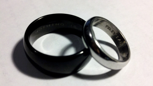 waterflu: Our wedding bands 3 “Nothing’s trivial” Awwww…