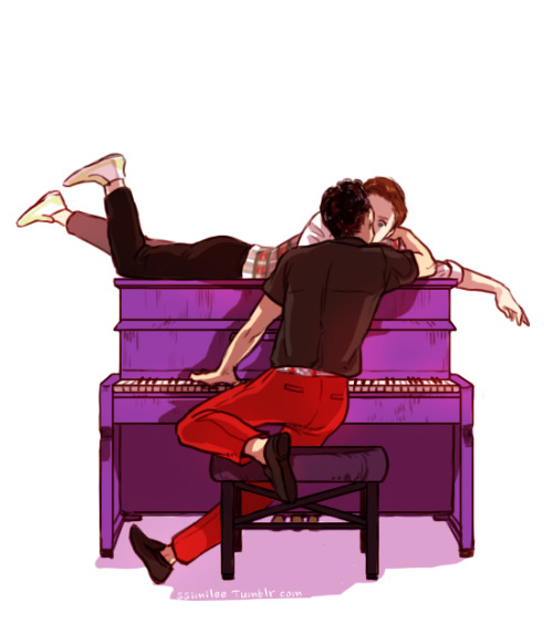 klainehummelanderson: daxterdd: admiller: “What on earth are you doing up there?” Kurt rolled onto his stomach where he was perched on top of the piano, smiling at Blaine’s gentle chuckle. “Nothing, ” he said, propping his chin up on his fists and kicking his legs absently. “Just waiting for everyone else to get back from break.” “So you climb on the piano?” Blaine said, quirking an eyebrow. “Hush, ” Kurt said as Blaine sat down at the piano bench. “I’m allowed to.” Blaine laughed lightly, his fingers beginning to move fluidly across the black and white keys to play a slow melody that was vaguely familiar to Kurt. “What’s that?” he said, tilting his head to the side and frowning as he tried to pick out the tune falling smoothly on his ears. Blaine merely smiled, eyes fixed on his own fingers as he started to sing softly. Before you met meI was alright but thingsWere kinda heavyYou brought me to lifeNow every FebruaryYou’ll be my Valentine, Valentine Kurt smiled, Blaine lifting his gaze from the keys to give him a fond look. He leaned forward, stilling his hands for a moment as he tilted his head up to catch Kurt’s lips in a gentle kiss. Kurt turned a little into the kiss, closing his eyes and sighing as contentment bloomed inside of him. Blaine’s hand came up to rest on his shoulder, rubbing circles on his collarbone with his thumb in the few seconds before he broke the kiss, though he didn’t pull back. “Love you, ” he mumbled, pressing another short kiss to Kurt’s lips before sitting back down, his fingers picking up where they’d left off in the slow rendition.Let’s go all the way tonightNo regrets, just loveWe can dance, until we dieYou and I, will be young forever Kurt folded his arms, resting his head on top of them as he watched Blaine through half-closed lids. He smiled and let his eyes flutter closed again, the sound of his boyfriend’s gentle singing and the soft piano melody washing over him. “Love you too, ” he murmured.You make me feelLike I’m livin’ aTeenage dreamThe way you turn me onI can’t sleepLet’s run away andDon’t ever look back, Don’t ever look back This was just so precious. Oh boys. my headcanon for that is the new directions standing there and watching them. 