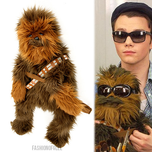 Chris Colfer&#8217;s new Twitter photo, June, 2011 He&#8217;s more than just a friend, he&#8217;s a backpack. Hot Topic Chewbacca Back Buddy Plush Backpack - $35.99 (EBAY One Size) Also worn in: New York City, April 27, 2011 New York City, April 28