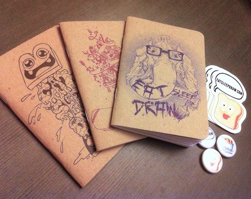 Limited Edition Mini pocket Sketchbook 3 pack! We have a bunch of mini pocket sketchbooks left over so we’re offering this special 3 pack. Each sketchbook is individually number and is from the original set of 250 printed in each style. We’re also throwing in a bunch of stickers and mini buttons into each order. :) Super limited quantity, only 10 packs available. Get yours here.