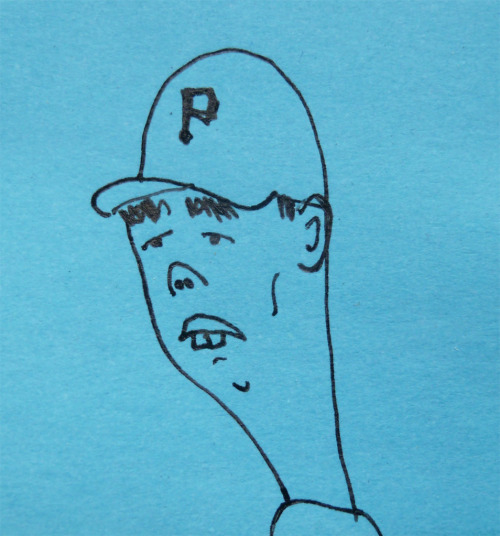 Brilliant.  flipflopflyball: Jeff Karstens drawn on a Post-It note. Inspired by Productive Outs’ love of the man. 